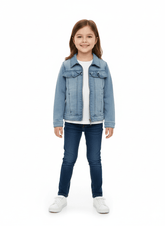 GIRLS RUFFLES ZIPPED DENIM JACKET - Smgarment's